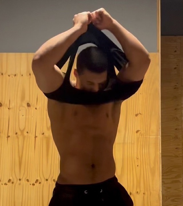 Christian before: softer midsection with little definition